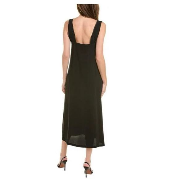 NWT The Kooples XS Black Lace Trim Midi Dress Slip-On $265 - Picture 2 of 6